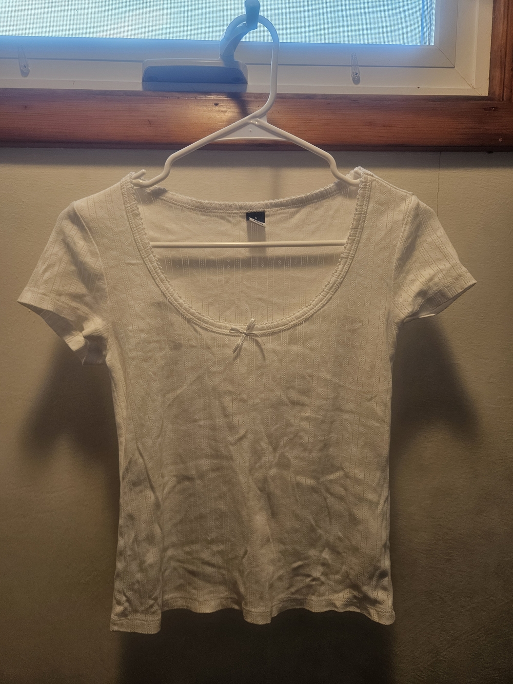 Old Navy White Ribbed Scoop Neck Short Sleeve Top